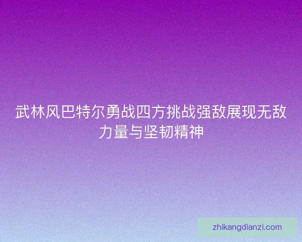 武林风巴特尔勇战四方挑战强敌展现无敌力量与坚韧精神